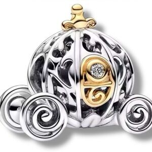 Elegant Silver and Gold Carriage Charm Bracelet